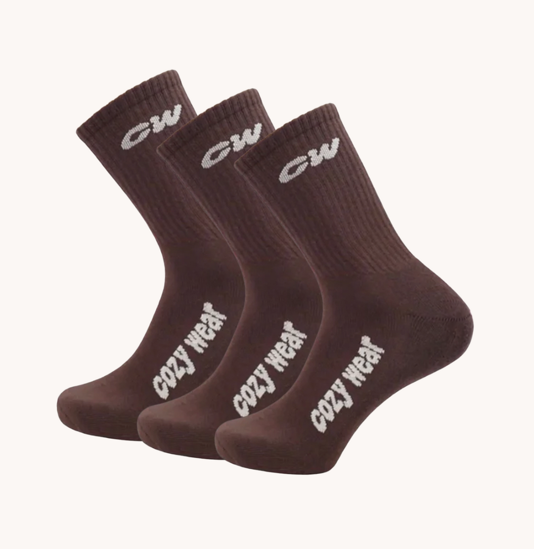 COZY WEAR 3 PACK SOCKS CACAO BROWN